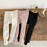 Baby Girl Solid Color Foot Pantyhose Plus Velvet Warm Big PP Leggings - MyKids-USA™