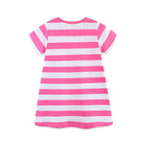 Summer Arrival Baby Girls Floral Leopards Pattern Short Sleeves Striped Dress - MyKids-USA™