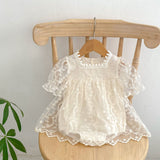 Baby Girl Solid Color Floral Embroidered Mesh Design Princess Dress