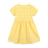 Summer Arrival Baby Girls Cute Rabbits Pattern Short Sleeves Striped Dress - MyKids-USA™
