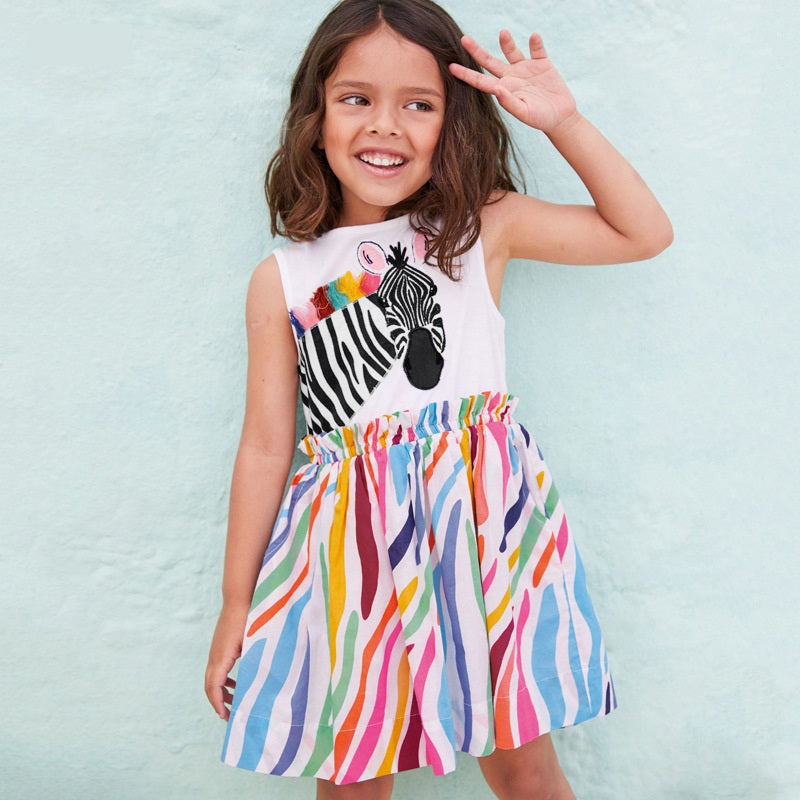 Summer Baby Girls Sleeveless Zebra Design Dress - MyKids-USA™