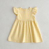 Kids Girls Plaid Short Sleeves Princess Dress - MyKids-USA™