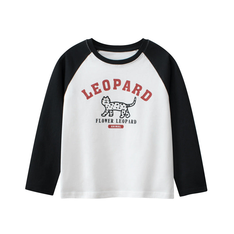 Baby Boy Kids Leopard Cartoon Letters Printing Crew Neck Long Sleeve Pullover - MyKids-USA™