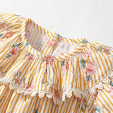 Summer Arrival Flowers and Stripe Pattern Short Sleeves Dress for Stylish Girls - MyKids-USA™