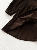 Spring and Autumn Corduroy Long-sleeved Dress with Lace Collar for Stylish Girls - MyKids-USA™