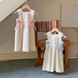 Summer Arrival Baby Kids Girls Vintage Lace Sleeveless Flowers Pattern Printed Dress
