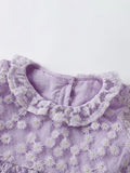 Summer New Arrival Girls’ Daisy Flowers Pattern Embroidery Round Collar Fly Sleeves Dress