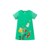 Summer Arrival Animals and Flowers Cartoon Pattern Short Sleeves Dress for Stylish Girls - MyKids-USA™