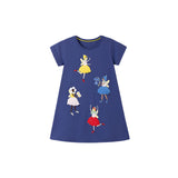 Summer Arrival Cartoon Dancers Pattern Short Sleeves Dress for Stylish Girls - MyKids-USA™