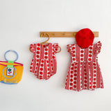 Design Summer Girls Flowers And Striped Pattern Fly Sleeves Onesies And Dress – Sister Matching Clothing Set - MyKids-USA™