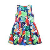 Summer Hot Selling Colorful Parrots Pattern Sleeveless Dress for Stylish Girls - MyKids-USA™