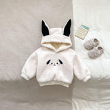 Winter Hot Selling Baby Unisex Long Sleeves Simple Rabbit Design Hooded Top Pullover and Striped Trousers Set - MyKids-USA™