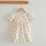 Summer Girls Floral Pattern Square Neck Onesies And Girls’ Dress – Princess Sister Matching Set - MyKids-USA™
