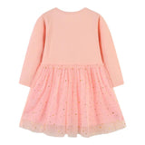 Baby Girl Cartoon Animal Patched Pattern Mesh Overlay Design Dress - MyKids-USA™