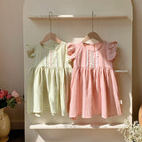 Summer New Arrival Kids Girls Fly Sleeves Lace Pattern Dress - MyKids-USA™