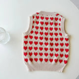 Baby Girl Heart Pattern Round Neck Sleeveless Knit Vest - MyKids-USA™