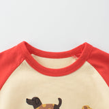 Summer Girls’ Puppy Cartoon and Letters Print T-shirt in European and American Style