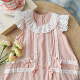 Summer Arrival Flowers Pattern Lace Trim Fly Sleeves Dress for Stylish Girls - MyKids-USA™