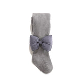 Baby Girls Kids Solid Color Striped Pattern Design Double Thick Bows Pantyhose - MyKids-USA™