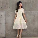 New Arrival Summer Kids Girls French Style Chiffon Fashion Short Sleeves Floral Dress