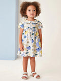 Baby Girls Peter Pan Collar Short Sleeves Floral Dress - MyKids-USA™