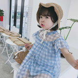 New Design Summer Baby Kids Girls Light Plaid Pattern Short Sleeves Mesh Dress - MyKids-USA™