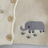 Autumn Arrival Baby Unisex Comfortable Animals Cartoon Embroidery Pattern Knitted Long Sleeves Cardigan