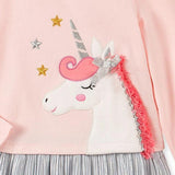 Girls’ Clothing Spring Collection – Unicorn Pattern Children’s Shirt Patchwork Dress - MyKids-USA™