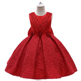 Baby Girl Flower Patched Design Solid Color Sleeveless Princess Formal Dress