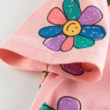 Baby Girl Sunflower Print Short Sleeved Lovely T-Shirt In Summer Outfit