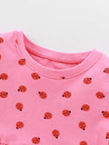 Summer New Arrival Baby Kids Girls Short Sleeves Ladybird Print Pink Dress - MyKids-USA™