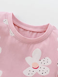 Spring And Summer Baby Girls Short Sleeves Floral Pink Dress - MyKids-USA™