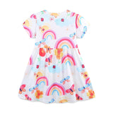 Summer Polyester Butterfly and Rainbow Pattern Short Sleeves Dress for Stylish Girls - MyKids-USA™