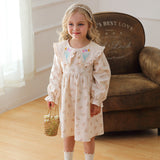 Spring and Autumn Flowers Pattern Long-sleeved Dress for Stylish Girls - MyKids-USA™