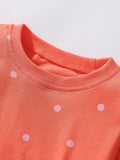 Autumn New Arrival Girls’ Strawberry Pattern Dots Crew Neck Long Sleeves Dress