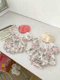 Summer Baby Girls Flowers And Butterfly Pattern Short Sleeves Onesies/Dress