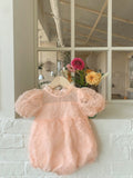 Summer Hot Selling Baby Kids Girls Short Sleeves Ruffle Neck Thin Floral Mesh Princess Dress