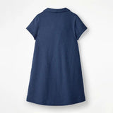 Summer Arrival Girls Short Sleeves Horse Racing Cartoon Turn-Down Collar Dress - MyKids-USA™