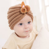 Newborn Baby Solid Color Rabbit Patched Design Wool Knitting Tire Caps