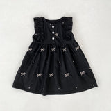 Summer Baby Girls French-style Butterfly-Bows Embroidery Pattern Sleeveless Onesies and Dress – Princess Sister Matching