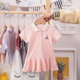 Summer Baby Girls Hot Selling Short Sleeves Turn-Down Collar Sport Polo Design Dress - MyKids-USA™