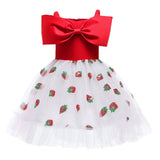 Baby Girl Strawberry Sequins Pattern Bow Tie Design Sling Tutu Formal Dress - MyKids-USA™