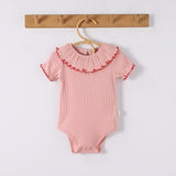 Summer Arrival Baby Unisex Ruffle Design Short Sleeves Thin Onesies