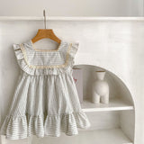 Summer Baby Girls Casual Striped Pattern Sleeveless Onesies and Dress – Princess Sister Matching Set