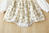 Baby Girl Floral Pattern Round Neck Long Sleeve Onesie Dress - MyKids-USA™