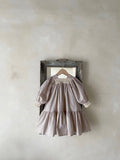 Baby Girl Solid Color Lace Design Square Neck Long Sleeves Princess Dress - MyKids-USA™