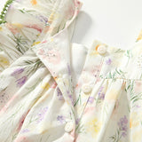 Summer Baby Kids Floral Pattern Fly Sleeves Top Dress and Green Shorts Clothing Set for Girls