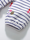 Best Selling Autumn Girls Rainbow And Striped Pattern Crew Neck Long Sleeves Dress - MyKids-USA™