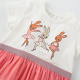 Summer Arrival Animals Cartoon Pattern Short Sleeves Tulle Patchwork Dress for Stylish Girls - MyKids-USA™