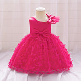 New Design Summer Baby Kids Girls Sleeveless Butterfly Pattern Mesh Bow Tied Strap Dress